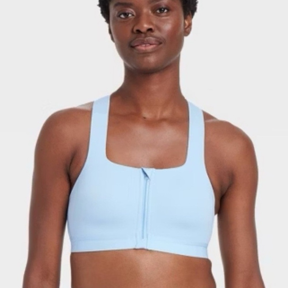 All in Motion Blue Sports Bra with Square Neckline -